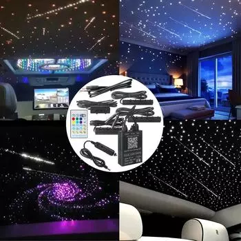 RGBW автомобильные крыши звездные огни мерцающие светодиодные волоконно-оптические звездные потолочные светильники комплект приложение звездное небо оптоволоконное освещение домашний декор