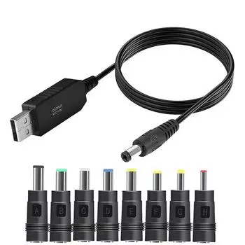 RGEEK 5.5*2.1mm 5V 9V 12V USB кабель повышающий преобразователь повышающий шнур 8 шт разъемов кабель для Wifi 12V маршрутизатор модем вентилятор внешний аккумулятор 5V to 5V