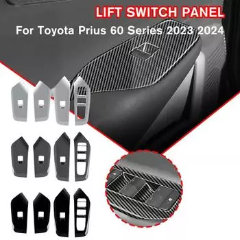 RHD для Toyota Prius 60 Series 2023 2024 Интерьер автомобиля из углеродного волокна Кнопка подъема стекла Крышка переключателя Отделка двери Подлокотник Панель