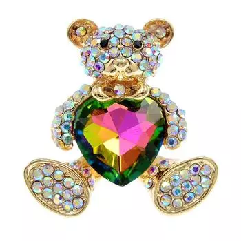 Броши со стразами в виде сердца и медведя для женщин, милые животные, дизайн, булавка, модные украшения, Новое поступление