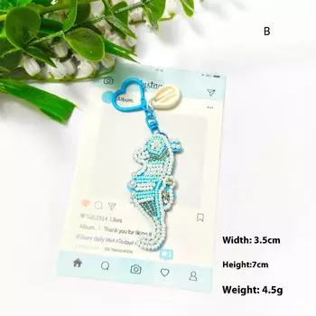 Rhinestone Beaded Bag Pendant Cute Handmade Beaded Keychain Creative Starfish Shell Dolphin Turtle Bag Accessories Diy Pendant B