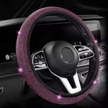 Rhinestone Bling Steering Wheel Cover Elastic Sparkling Steering Wheel Sleeve Car Interior