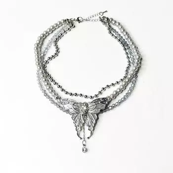 Rhinestone Butterfly Necklaces Advanced Sense Multilayered Choker Jewelry Accessories Necklaces