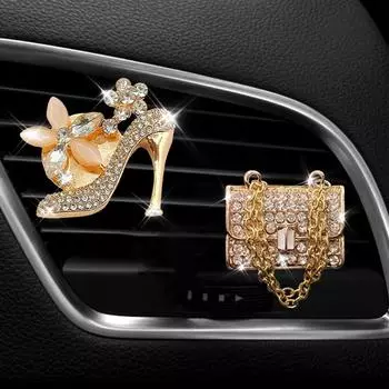 Rhinestone Car Vent Clip Air Conditioning Outlet Clip Stylish Car Air Freshener Clip Aromatherapy Clip For Car Interior