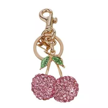 Rhinestone Cherry Charm Keychains Simple Pendant Car Keyring Backpack Decoration Fashion Jewelry for Women Girls