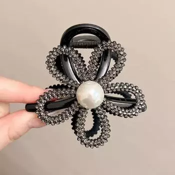 Rhinestone Crystal Flower Hair Claw Clip Large Size Floral Geometric Shark Clip Sweet Elegant Women Hair Accessories