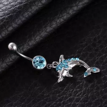 Rhinestone Dolphin Belly Button Ring Tassel Personalities Navel Jewelry