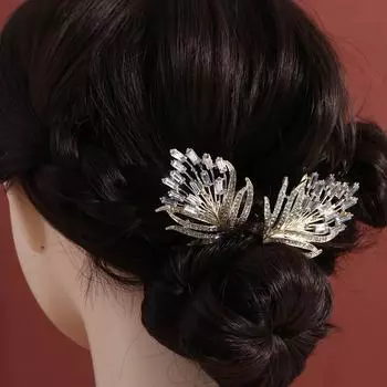 Rhinestone Feather Curling Hair Hairpins Korean Style Hair Bun Maker Hair Fixation белый