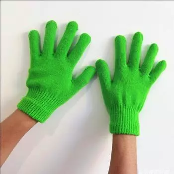 Rhinestone Green Gloves with Diamond Luxury Nail Art Gem Color Diamond Handmade Knitting Gloves Thick Heattech Student Female Green Light Panel Gloves(No Gems) One size