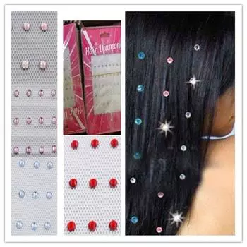 Rhinestone Hair Styling Hairdressing Hair Dress Accessories Supplies Hairdo Hot Drilling Crystal синий