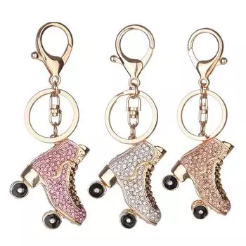 Брелок для ключей со стразами, кольцо в форме роликового конька, брелок из сплава, украшение на сумку White