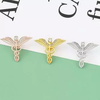 Rhinestone Men s Badge Pin Zinc Zinc Alloy Shirt Collar Lapel Pin Sweet Angel Wings Brooches Decoration Gift серебряный