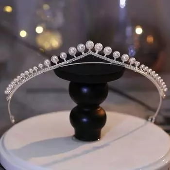 Rhinestone Pearl Headband Birthday Headdress Wedding Crown Vintage Baroque Crystal Tiara Birthday