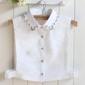 Rhinestone Plum Blossom False Collar Women S Shirt Cotton Crew Neck Doll Collar Vest False Collar Shirt Collar