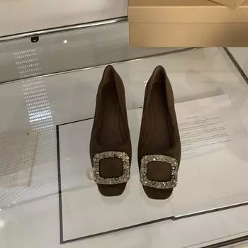 Rhinestone shallow mouth single shoes women s spring and autumn 2025 new Korean version French temperament fairy with skirt flat bottom evening shoes 35 бордовый