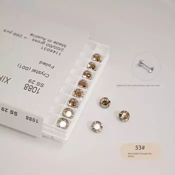 Rhinestone Titanium Alloy Chinese Stud Earrings Sterling Silver Earrings Female Zircon Ear Bone Pin Medical Titanium Steel Diamond Ear Bone Stud Flash 53# Moonlight Black 215M 6mm single