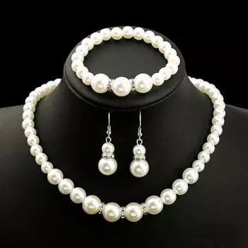 Rhinestone Women s Pearl Jewelry Set Bridal Jewelry Accessories Valentine Day Gifts 4Pcs