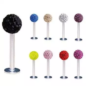 Rhionestone Круглый шарик для губ, кольцо-гвоздик для пирсинга, ювелирное украшение, подвеска 1,2x10 мм
