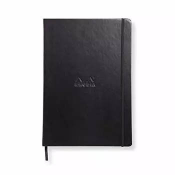RHODIA 118369C - Жесткий блокнот Webnotebook Black - A4 - Линованный - 192 страницы - Бумага Clairefontaine Ivory 90 г/м2 - Закладка, эластичная застежка - Искусственная кожа