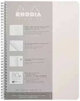 Rhodia Double Ring Notebook A4 160 pages Horizontal lined Water repellent cover Perforated PEFE certified White RHODIA Classic cf193101