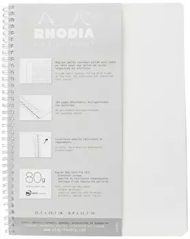 Rhodia Double Ring Notebook A4 Classic 160 Pages Horizontal Ruled Perforated White cf193001