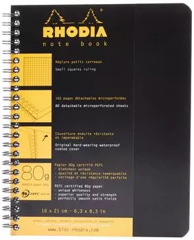 Rhodia Double Ring Notebook A5 Classic Graph Ruled Black cf193429