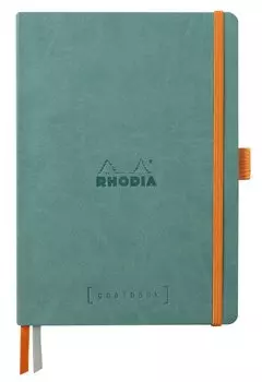 Rhodia Note Rhodiarama Goal Book A5 Dot Grid 240 Pages with Pen Holder Made in Italy Synthetic Leather Cover Ivory Paper PEFC Certified Aqua RHODIA
