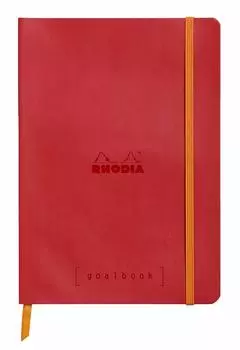 Rhodia Note Rhodiarama Goal Book A5 Dot Square Ruled 240 Pages with Pen Holder Made in Italy Synthetic Leather Cover PEFC Certified Poppy RHODIA