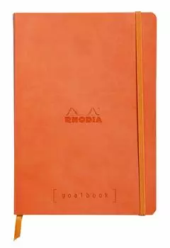 Rhodia Note Rhodiarama Goal Book A5 Dot Grid 240 Pages with Pen Holder Made in Italy Synthetic Leather Cover PEFC Certified Tangerine RHODIA