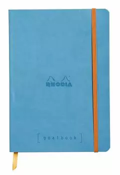 Rhodia Note Rhodiarama Goal Book A5 Dot Grid 240 Pages with Pen Holder Made in Italy Synthetic Leather Cover Ivory Paper PEFC Certified Turquoise