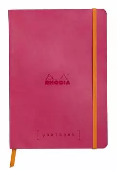 Rhodia Note Rhodiarama Goal Book A5 Dot grid ruled 240 pages with pen holder Italian synthetic leather cover Ivory paper PEFC certified Raspberry