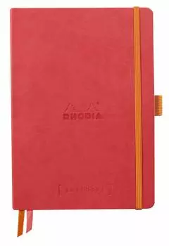 Rhodia Note Rhodiarama Goal Book A5 Dot Square Ruled 240 Pages Made in Italy Synthetic Leather Cover Coral RHODIA cf117810