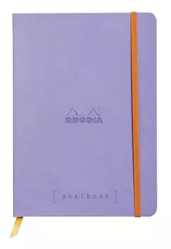 Rhodia Note Rhodiarama Goal Book A5 Dot Grid Ruled 240 Pages with Pen Holder Made in Italy Synthetic Leather Cover Ivory Paper PEFC Certified Iris