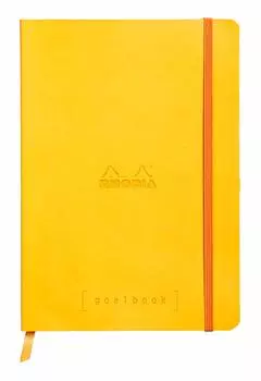 Rhodia Note Rhodiarama Goal Book A5 Dot Grid 240 Pages with Pen Holder Made in Italy Synthetic Leather Cover PEFC Certified Yellow RHODIA Rhodiarama