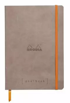 RHODIA Rhodia Note Rhodiarama Goal Book A5 Dot Grid 240 Pages with Pen Holder Made in Italy Synthetic Leather Cover Ivory Paper PEFC Certified Taupe