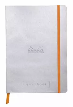 RHODIA Rhodia Note Rhodiarama Goal Book A5 Dot Square Ruled 240 Pages with Pen Holder Made in Italy Synthetic Leather Cover PEFC Certified Silver