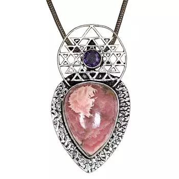 Rhodochrosite Amethyst Gemstone Mother s Day Silver Jewelry Pendant 2