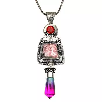 Rhodochrosite Garnet Gemstone Mother s Day Silver Jewelry Pendant 3.5