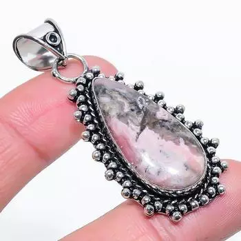 Rhodochrosite Gemstone Handmade 925 Sterling Silver Jewelry Pendant 2.36 K1B43