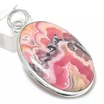 Rhodochrosite Gemstone Handmade 925 Sterling Silver Jewelry Pendant 2.32 v8s70