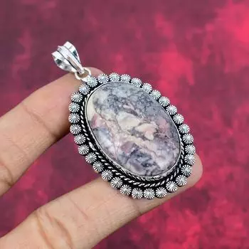 Подвеска из родохрозита, ювелирные изделия из драгоценного камня, 925 пробы, подвеска ручной работы из стерлингового серебра, ювелирные изделия последнего дизайна 2.59 Inches розовый