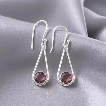 Rhodolite Gemstone 925 Sterling Silver Jewelry Handcrafted Women Earrings 1.76 EE-126-17