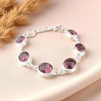Rhodolite Gemstone 925 Sterling Silver Jewelry Handcrafted Women Bracelet 8.5 RB-3-1