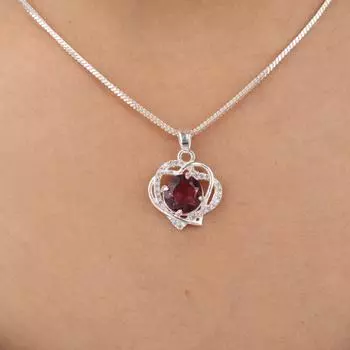 Rhodolite Gemstone 925 Sterling Silver Jewelry Zircon Heart Pendant 0.84 Gift CZP-14-16