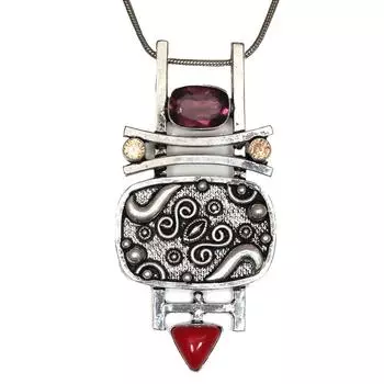 Rhodonite CoralGemstone Mother s Day Handmade Silver Jewelry Pendant 3.25