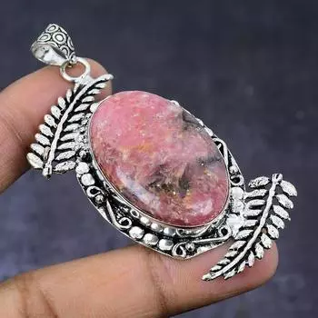Rhodonite Gemstone 925 Steling Silver Jewelry Pendant 2.64 k3f94