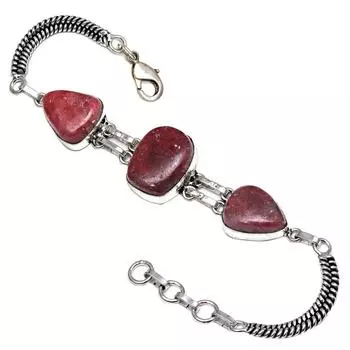 Родонит Драгоценный Камень Подарок Для Нее Серебряные Ювелирные Изделия Браслеты 7 Регулируемые