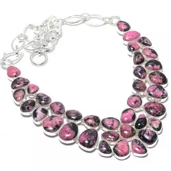 Rhodonite Gemstone Handmade 925 Silver Jewelry Necklace 18 JCN484-76