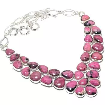Rhodonite Gemstone Handmade 925 Silver Jewelry Necklace 18 JCN484-80