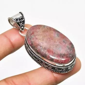Ювелирный кулон ручной работы с родонитом, посеребренный 925 пробы, 2,08 дюйма 2.08 розовый